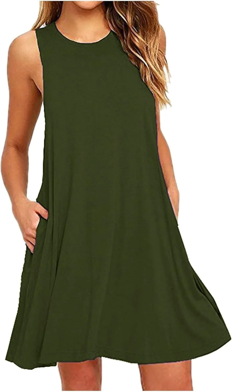 Vacation Dresses for Women 2024 Sleeveless Casual Sundresses A Line Fashion Comfy Short Dresses with Pockets