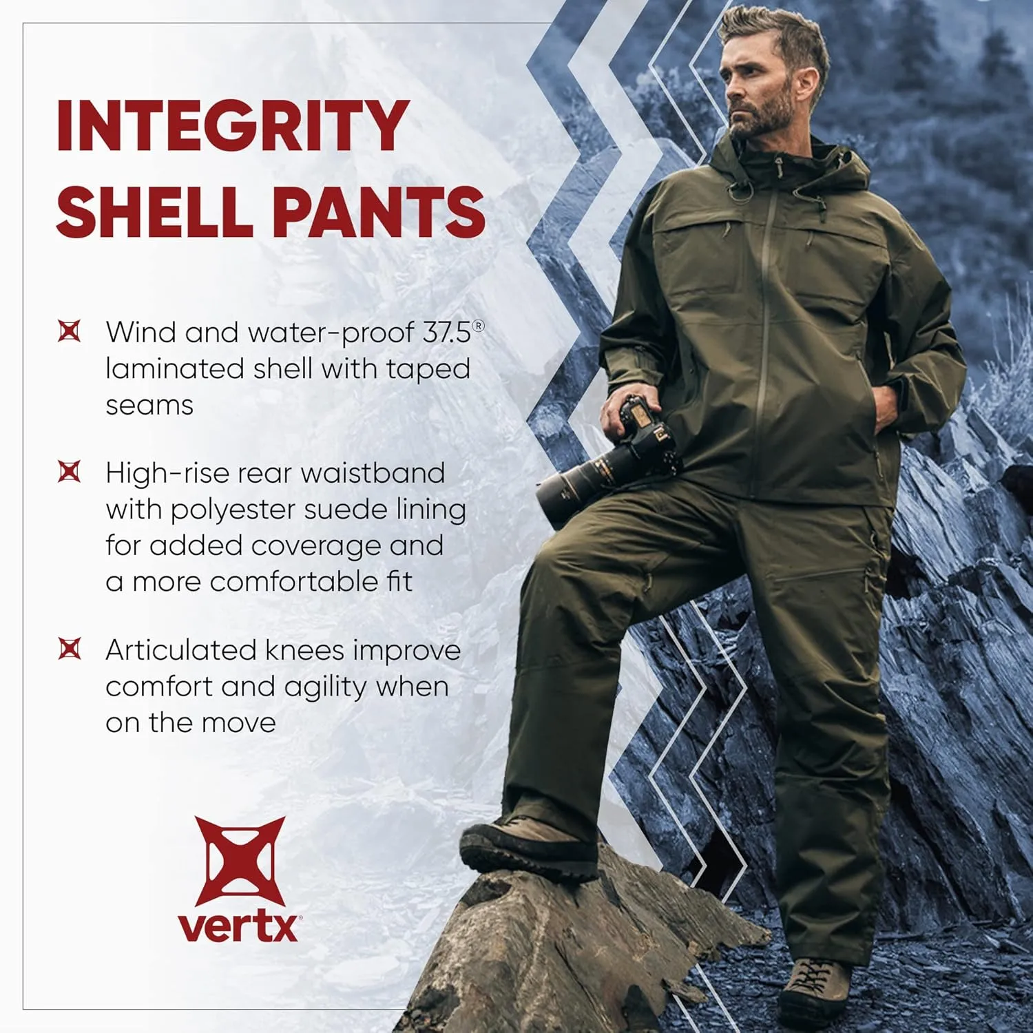 Vertx Men's Integrity Shell Tactical, Windproof, Waterproof Rain Pant, Combat, Hunting, Clothing, Outdoor Gear