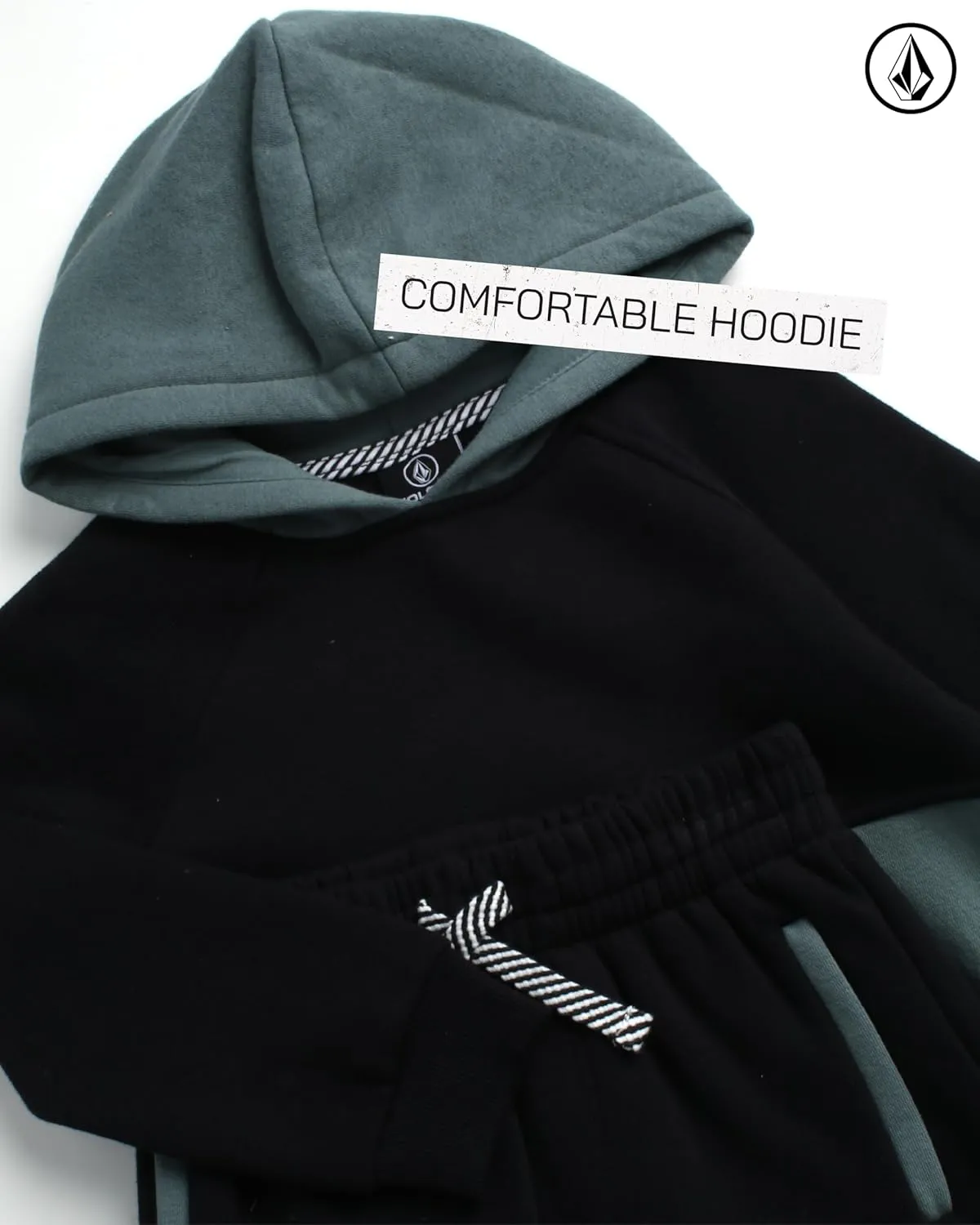 Volcom Infant Toddler Baby Boys' Joggers Set - 2 Piece Fleece Pullover Hoodie and Jogger Pants Activewear Set (Sizes: 12M-7)