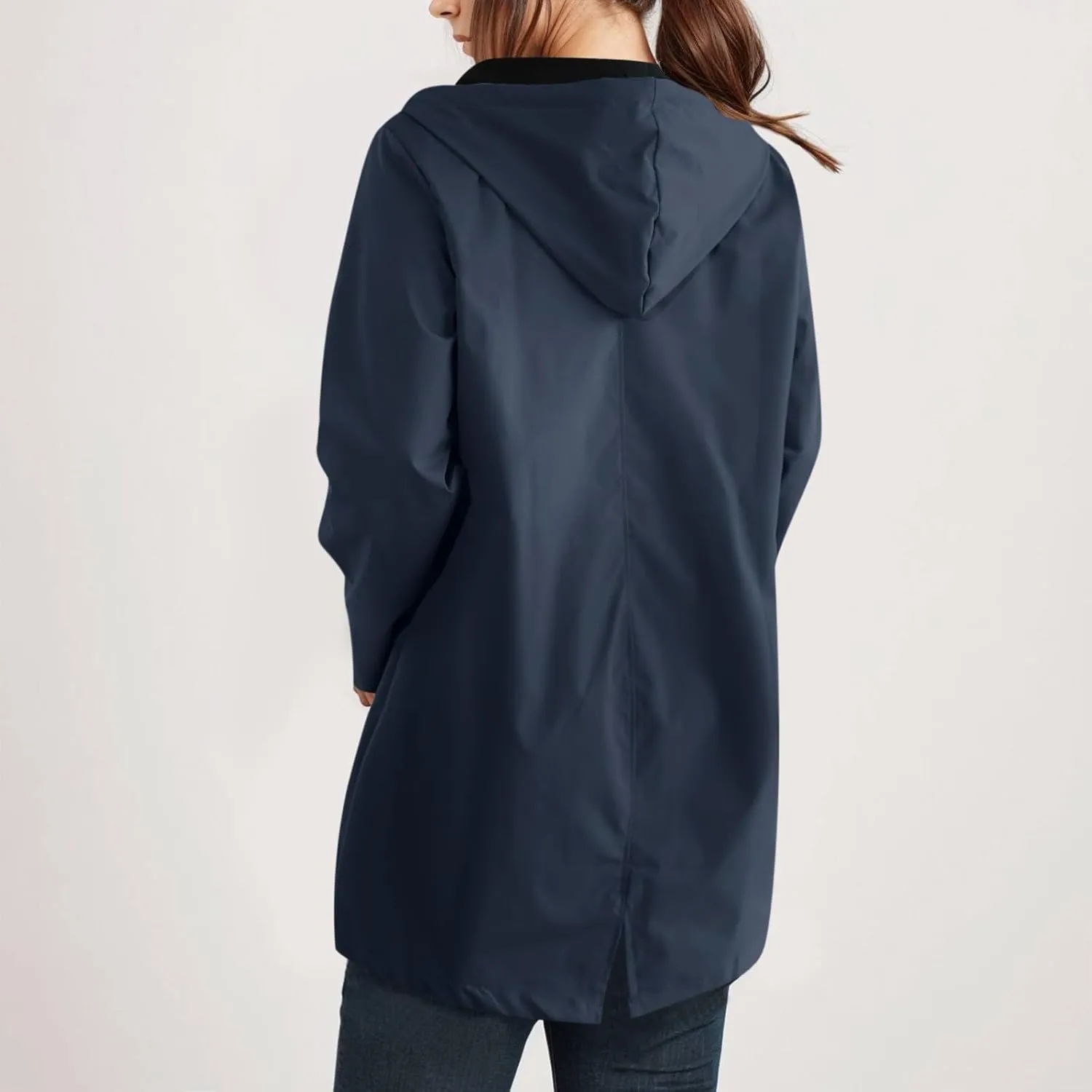 Waterproof with Hood Packable Long Hooded Trench Coats, Windbreaker Travel Jacket, Casual Sports Jackets for Women