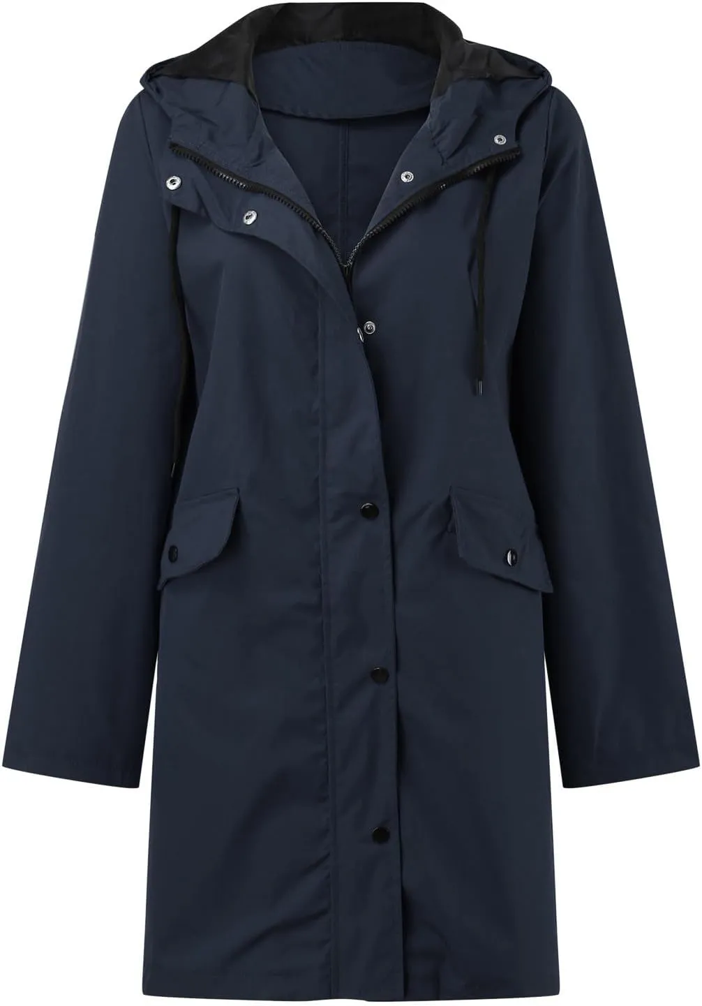 Waterproof with Hood Packable Long Hooded Trench Coats, Windbreaker Travel Jacket, Casual Sports Jackets for Women