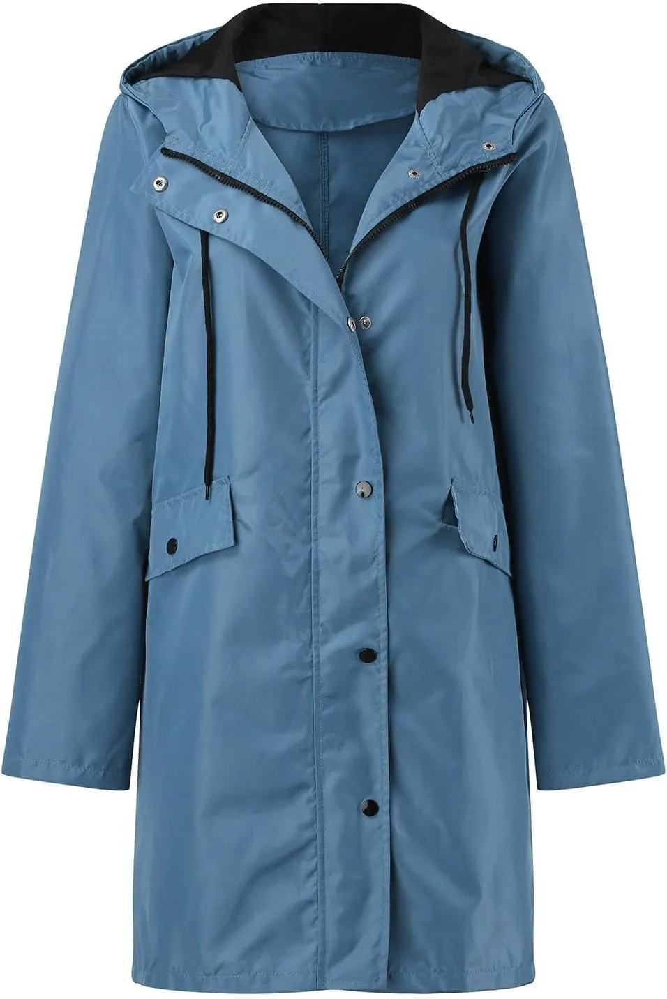 Waterproof with Hood Packable Long Hooded Trench Coats, Windbreaker Travel Jacket, Casual Sports Jackets for Women