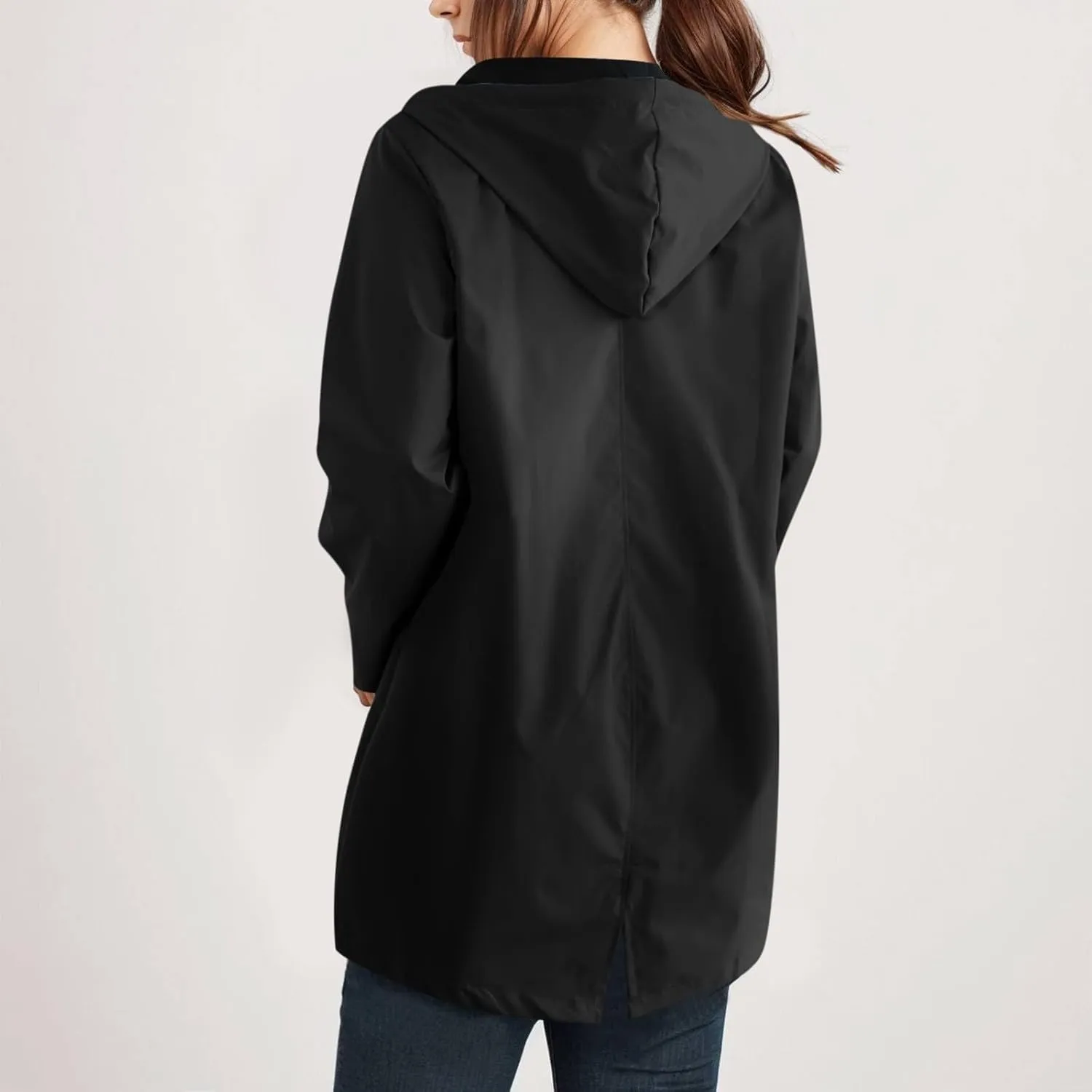 Waterproof with Hood Packable Long Hooded Trench Coats, Windbreaker Travel Jacket, Casual Sports Jackets for Women