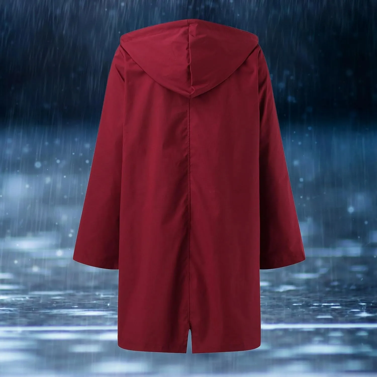Waterproof with Hood Packable Long Hooded Trench Coats, Windbreaker Travel Jacket, Casual Sports Jackets for Women