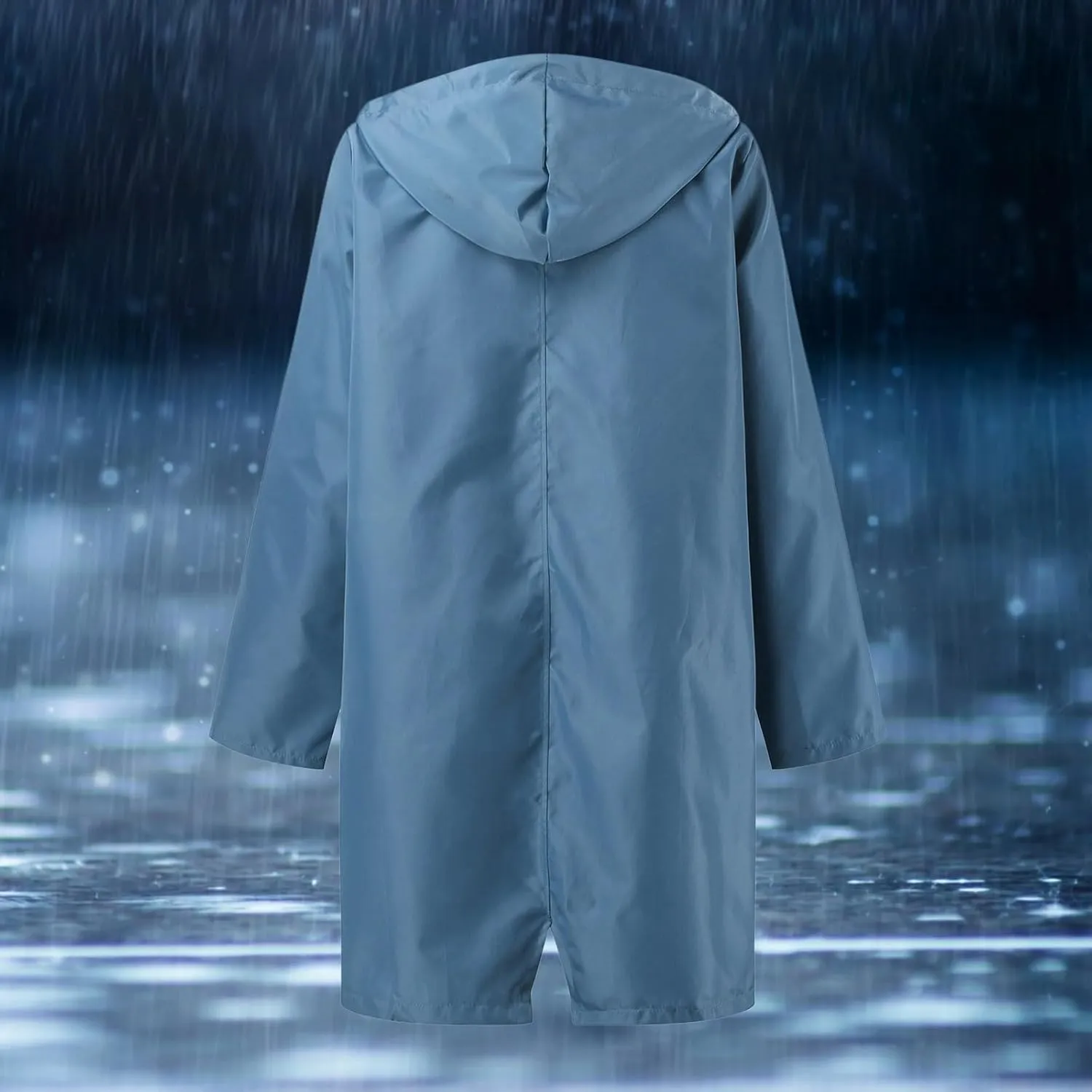 Waterproof with Hood Packable Long Hooded Trench Coats, Windbreaker Travel Jacket, Casual Sports Jackets for Women