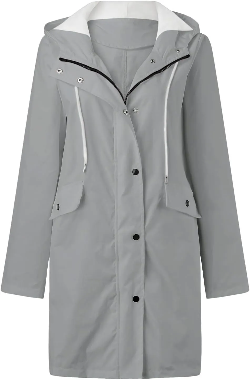 Waterproof with Hood Packable Long Hooded Trench Coats, Windbreaker Travel Jacket, Casual Sports Jackets for Women
