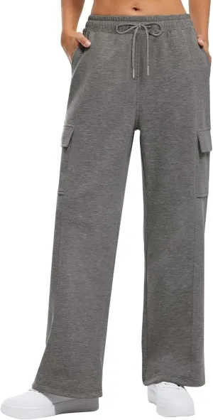 Women Baggy Wide Leg Sweatpants 2024 Trendy Drawstring High Waisted Casual Open Bottom Trousers Jogger Pant