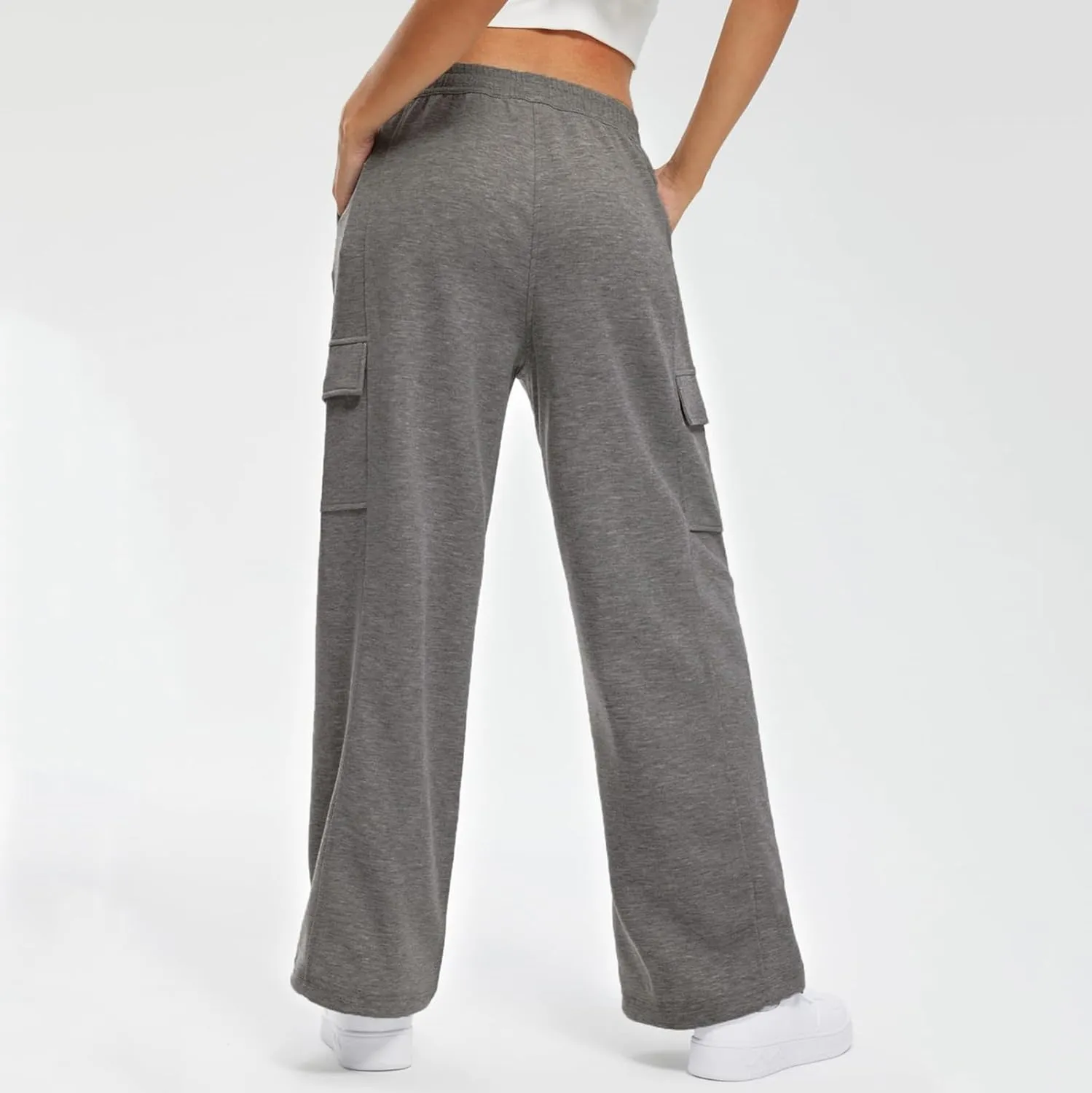 Women Baggy Wide Leg Sweatpants 2024 Trendy Drawstring High Waisted Casual Open Bottom Trousers Jogger Pant
