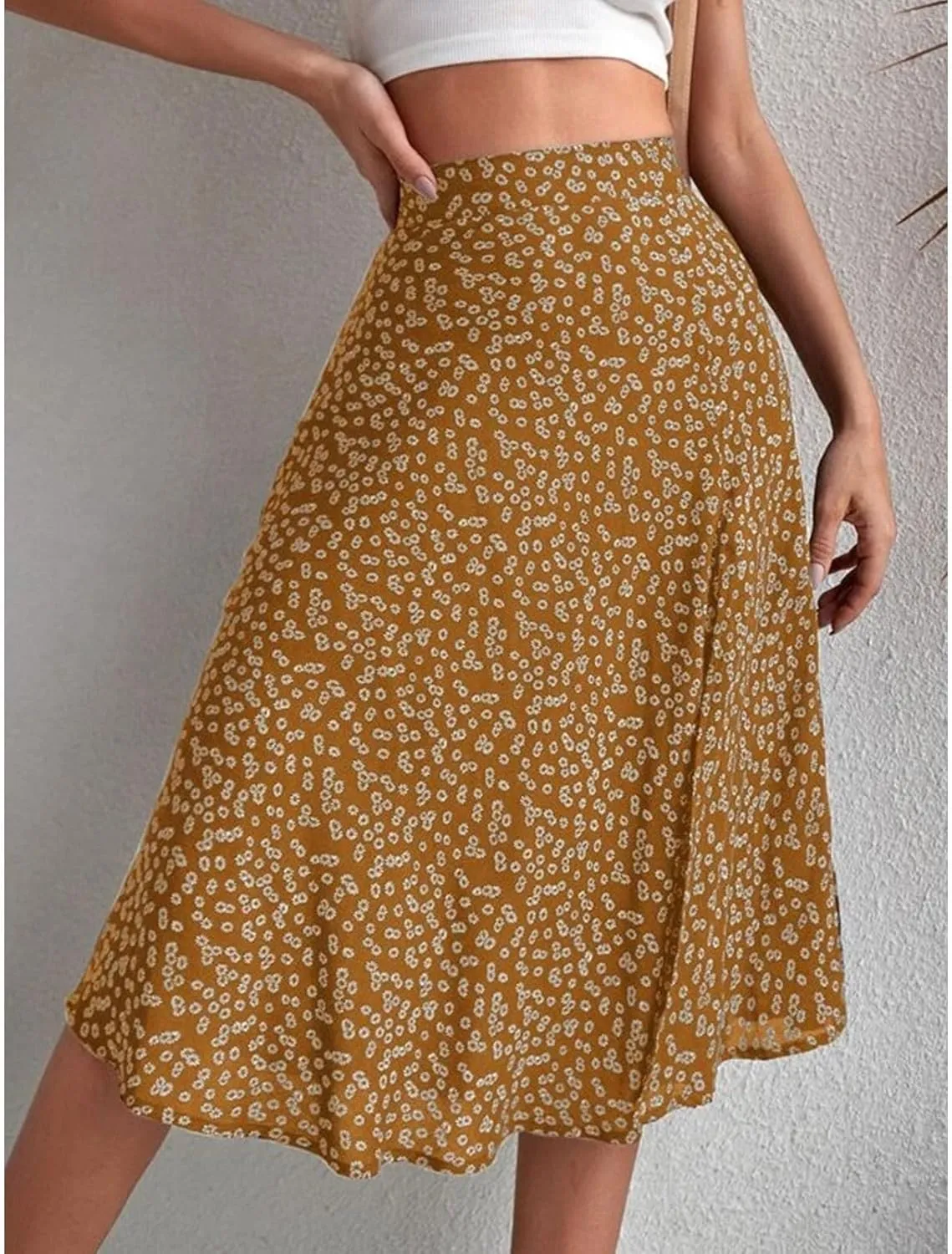 Women Boho Long Skirts Casual High Waist Floral Print Skirt Low Split Summer Beach Midi Wrap Skirts