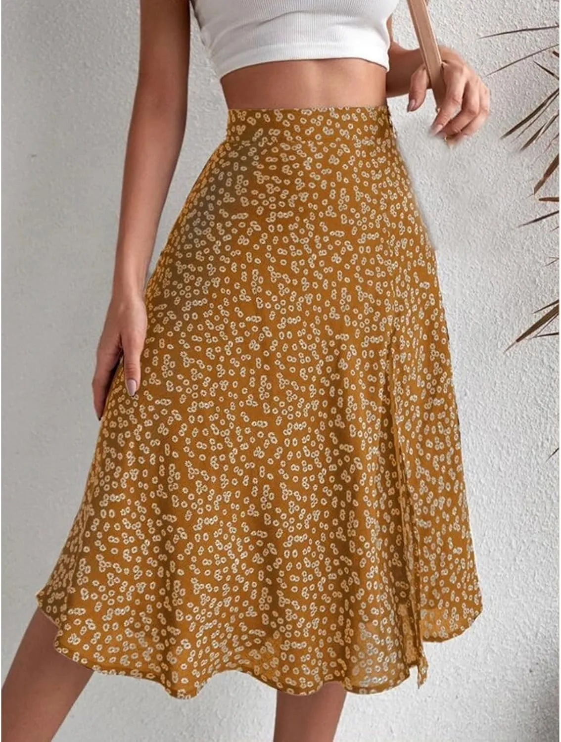 Women Boho Long Skirts Casual High Waist Floral Print Skirt Low Split Summer Beach Midi Wrap Skirts