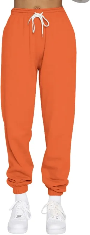 Women High Waisted Baggy Sweatpants 2024 Jogger Pants Y2k Trendy Lounge Trousers Pockets Baggy Cinch Bottom Jogger