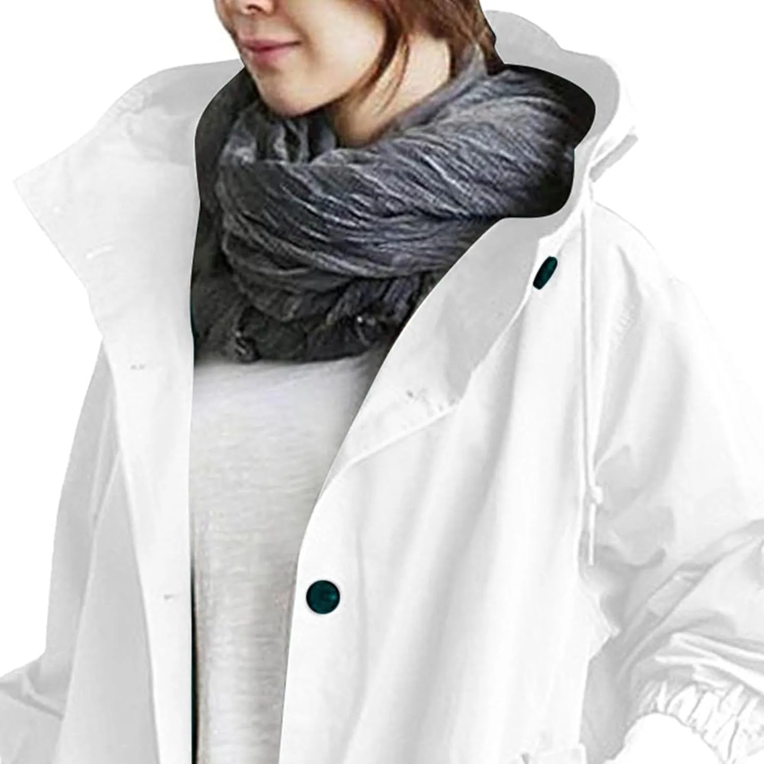 Women Hooded Windbreaker Trench Coat Single Breasted Windproof Long Overcoat Lightweight Fashion Jackets Outerwear