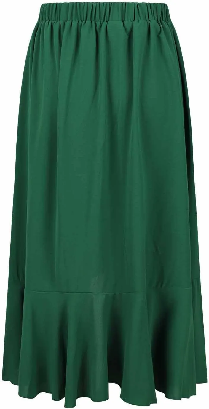Women Ruffle Wrap Skirts Tie Waist High Low Asymmetrical Boho Midi Beach Skirt Flowy Summer Split Long Maxi Skirts