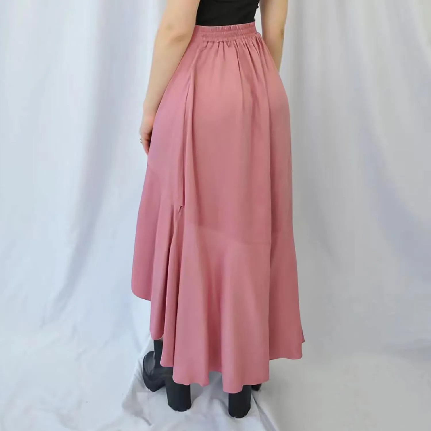 Women Ruffle Wrap Skirts Tie Waist High Low Asymmetrical Boho Midi Beach Skirt Flowy Summer Split Long Maxi Skirts