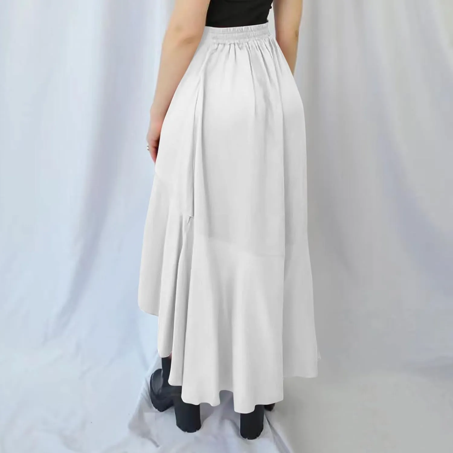 Women Ruffle Wrap Skirts Tie Waist High Low Asymmetrical Boho Midi Beach Skirt Flowy Summer Split Long Maxi Skirts