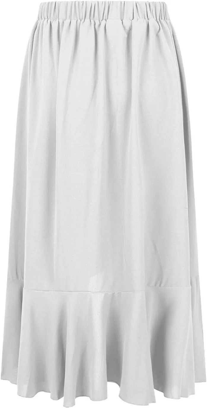 Women Ruffle Wrap Skirts Tie Waist High Low Asymmetrical Boho Midi Beach Skirt Flowy Summer Split Long Maxi Skirts