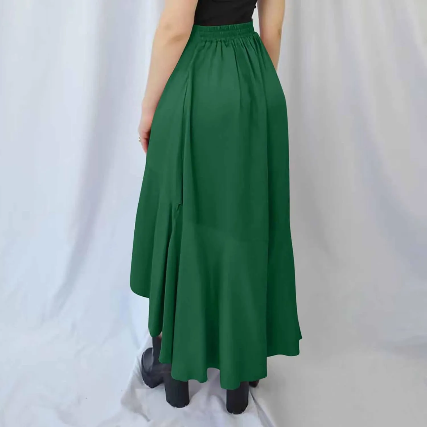 Women Ruffle Wrap Skirts Tie Waist High Low Asymmetrical Boho Midi Beach Skirt Flowy Summer Split Long Maxi Skirts