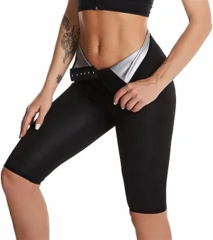 Women Slimming Pants High Waist Anti-cellulite Trousers Hot Thermo Neoprene Sauna Sweat Leggings For Fitness Yoga Gym Shapewear Sauna Suits (Color : Five-Divided, Size : Large)