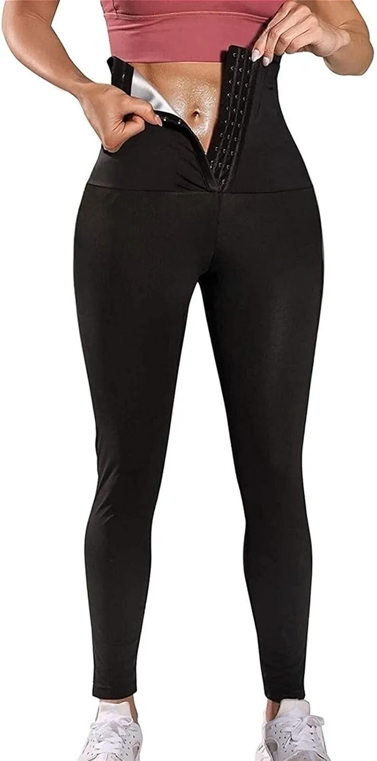 Women Slimming Pants High Waist Anti-cellulite Trousers Hot Thermo Neoprene Sauna Sweat Leggings For Fitness Yoga Gym Shapewear Sauna Suits (Color : Nine-Divided, Size : XX-Large)