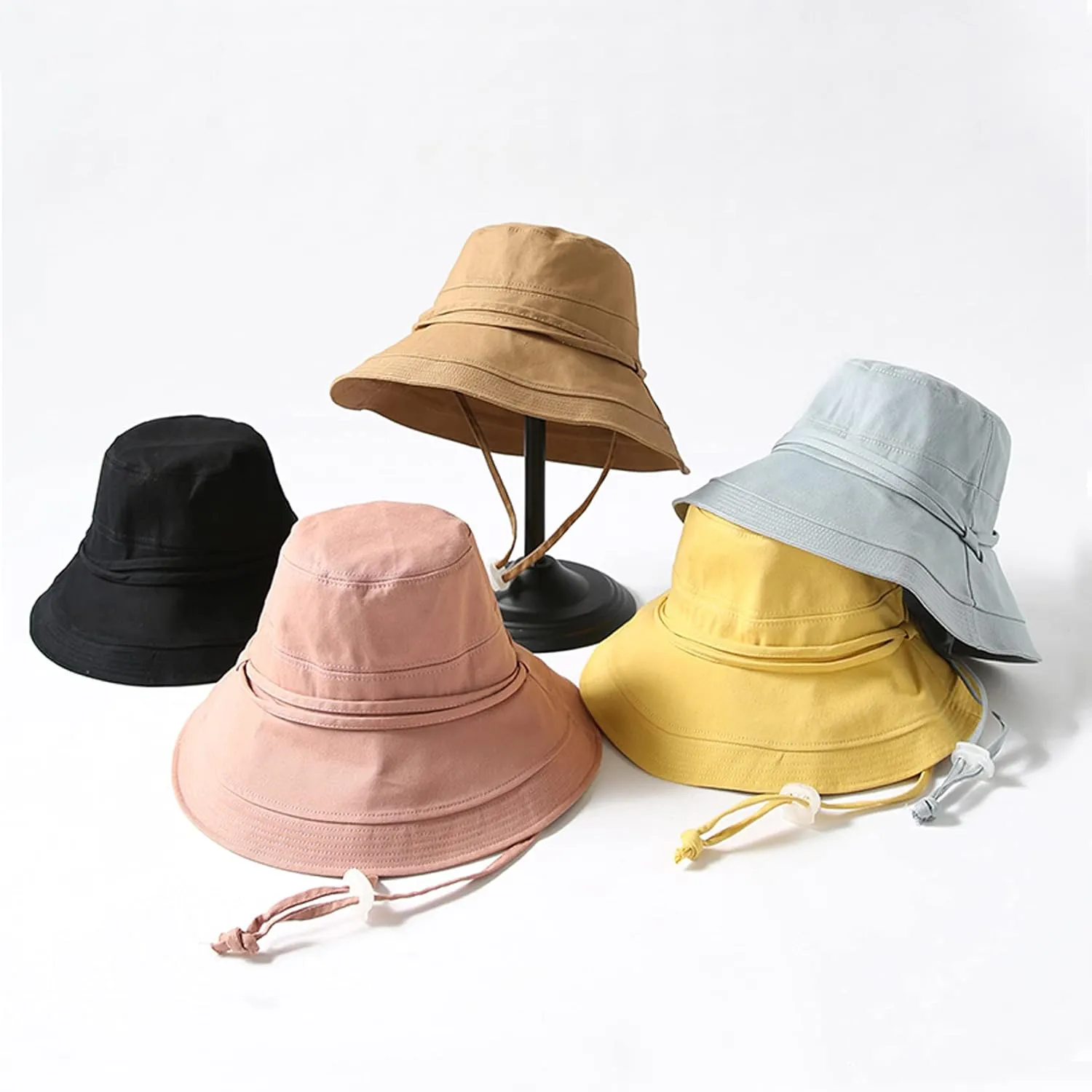 Women Summer Sun Large Brim Hats Foldable Beach Hat Cotton UPF 50  Sun Protection Cap
