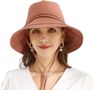 Women Summer Sun Large Brim Hats Foldable Beach Hat Cotton UPF 50  Sun Protection Cap