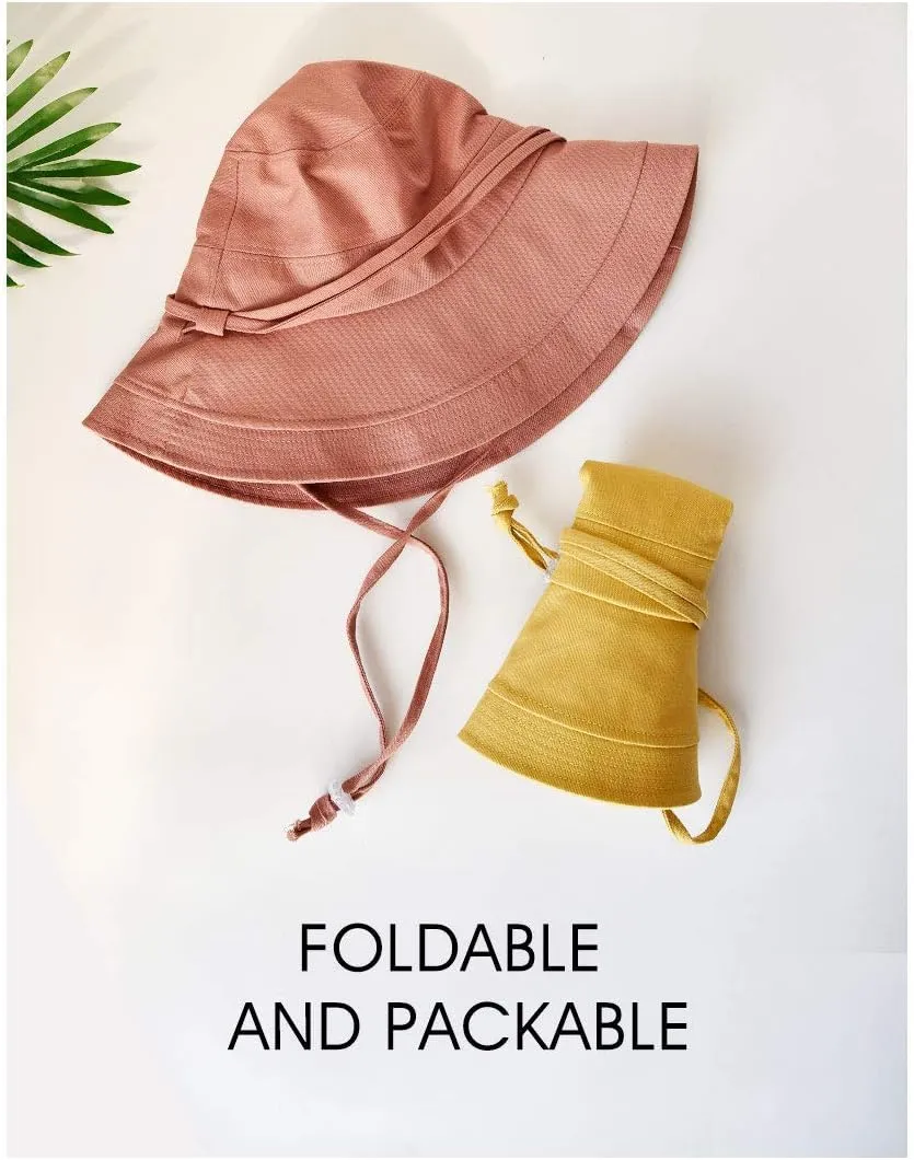 Women Summer Sun Large Brim Hats Foldable Beach Hat Cotton UPF 50  Sun Protection Cap