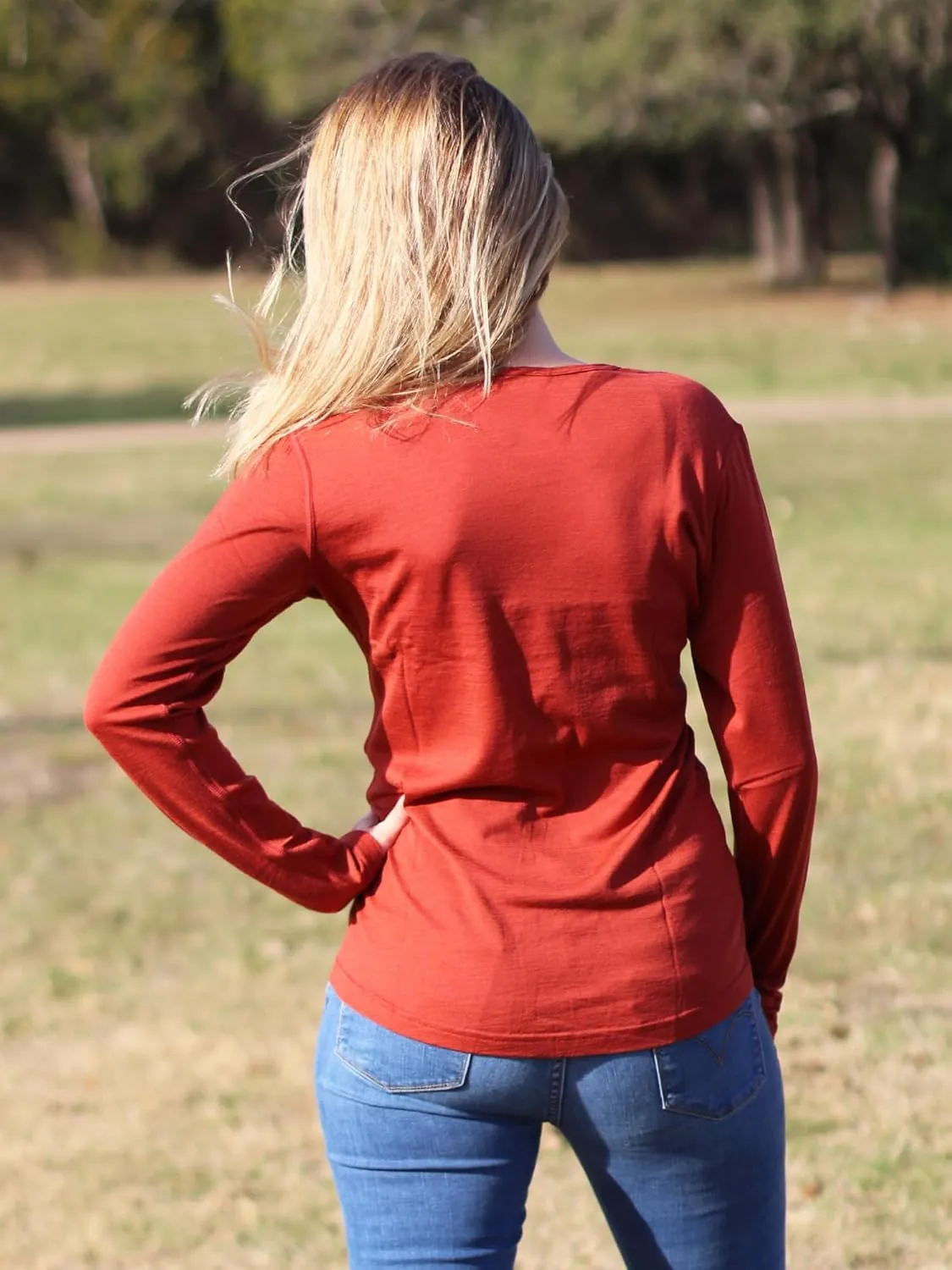 Women's 100% Merino Wool Long Sleeve Shirt - Moisture Wicking - Ultralight and Soft - Odor Base Layer