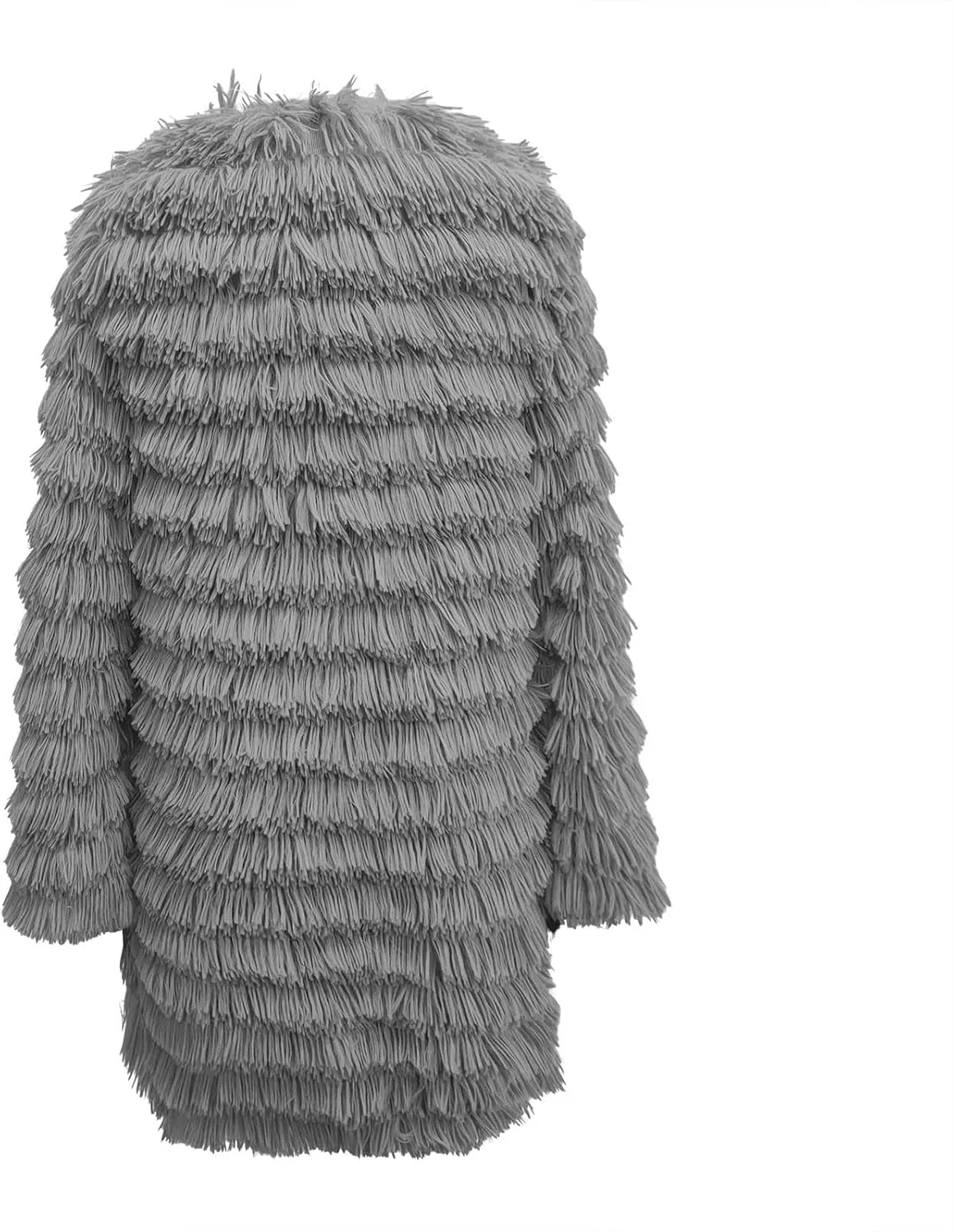 Women's 2023 Winter Faux Fur Jackets Fall Fashion Open Front Long Shaggy Coat Outerwear Tiered Maxi Faux Fur Cardigans