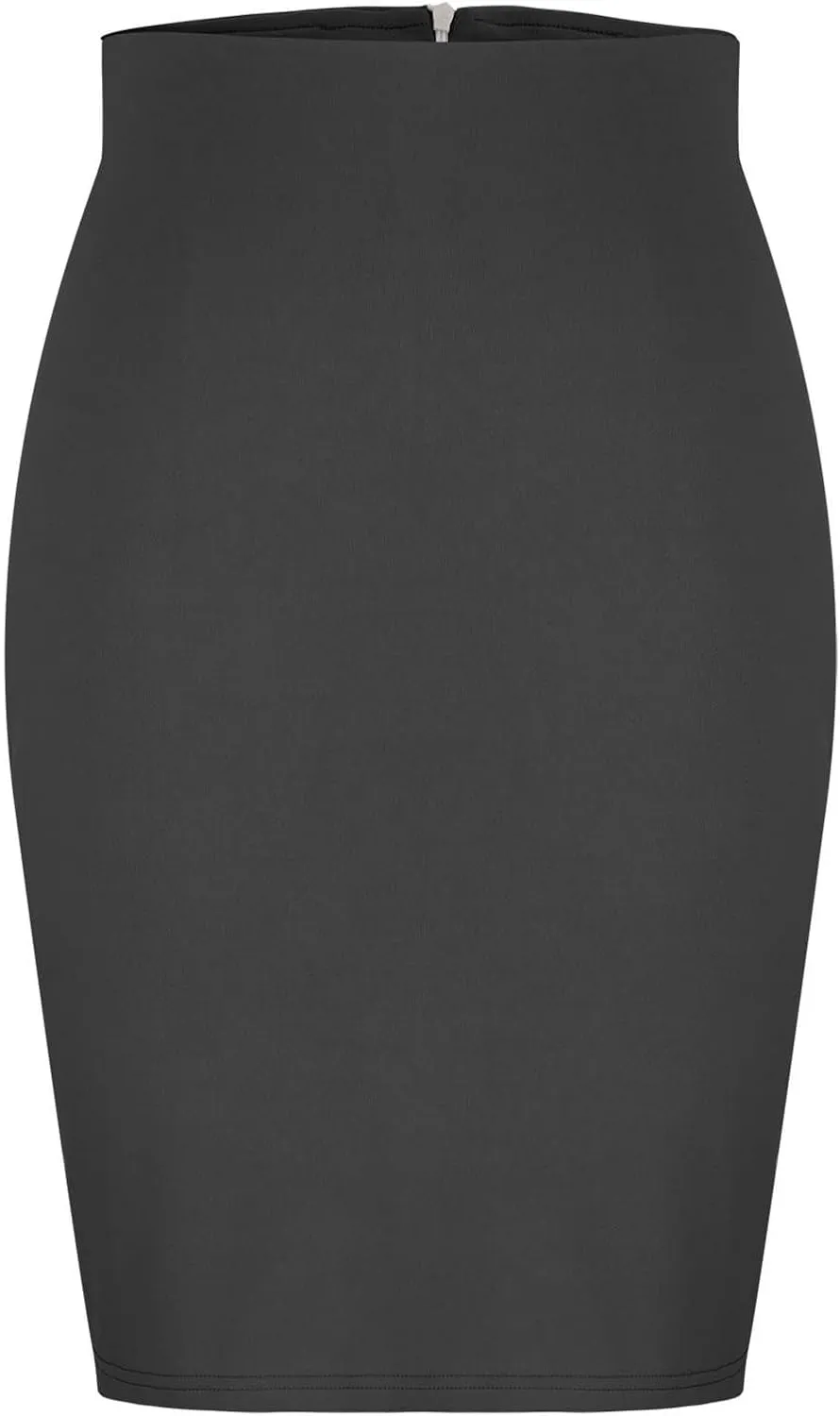 Women's Basic Midi Pencil Skirt Elastic High Waist Casual Formal Business Work Bodycon Stretch Short Wrap Skirts