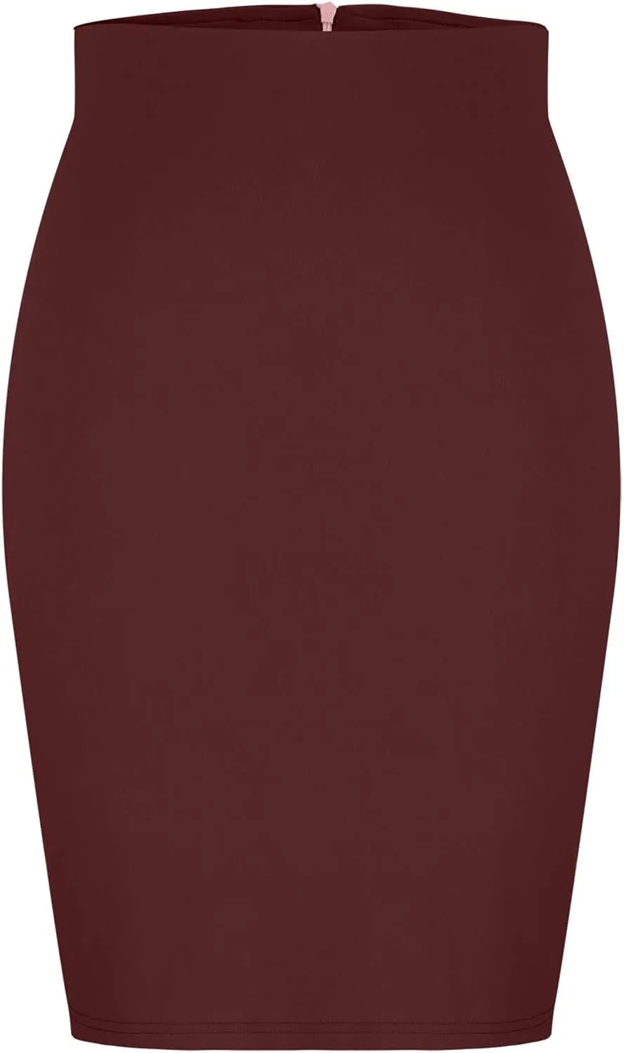 Women's Basic Midi Pencil Skirt Elastic High Waist Casual Formal Business Work Bodycon Stretch Short Wrap Skirts