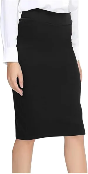 Women's Basic Midi Pencil Skirt Elastic High Waist Casual Formal Business Work Bodycon Stretch Short Wrap Skirts