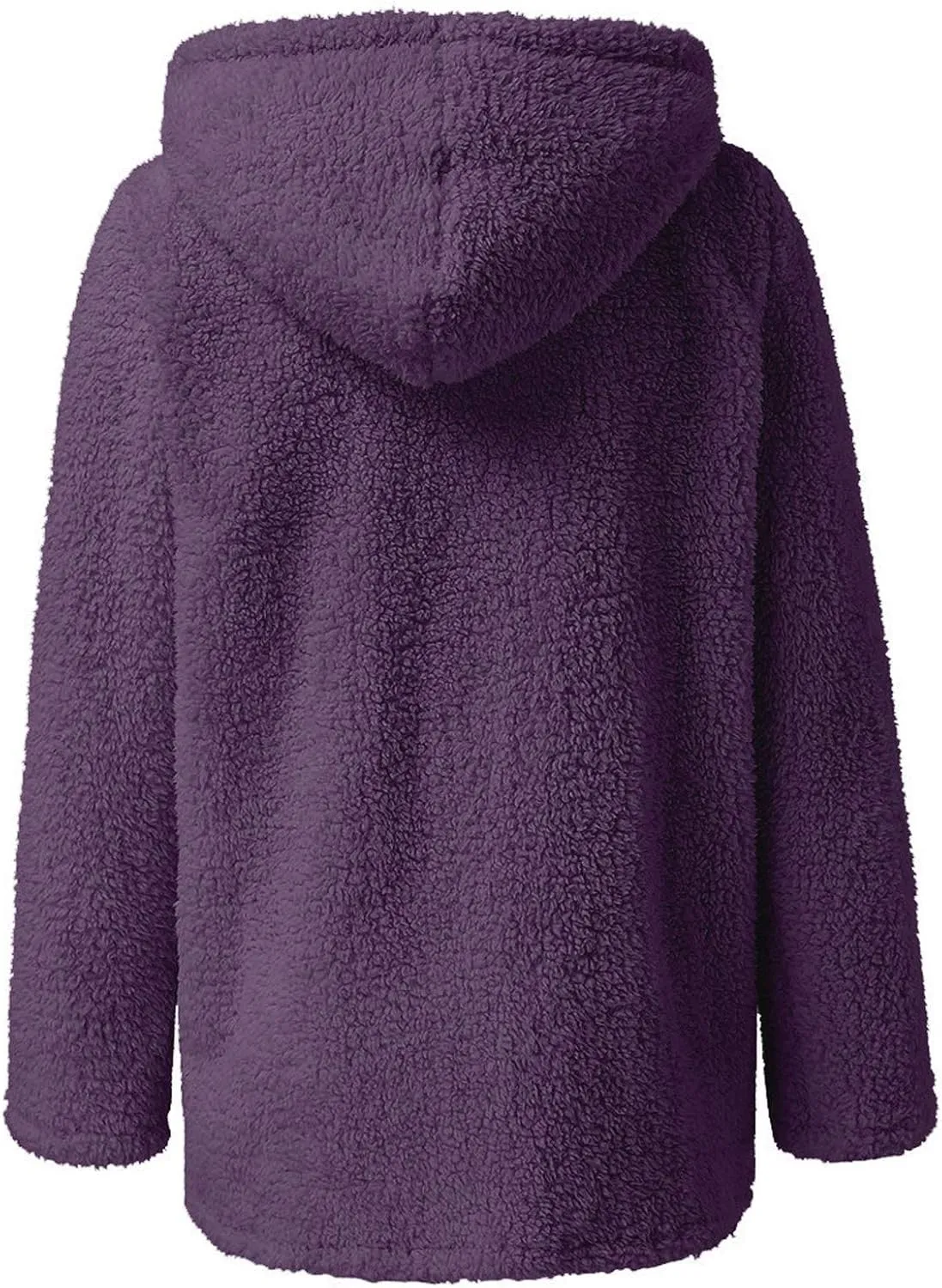 Womens Casual Plush Warm Winter Jacket Fuzzy Fleece Hooded Trench Fashion Hoodie Long Sleeve Zip Up Open Front Cardigan