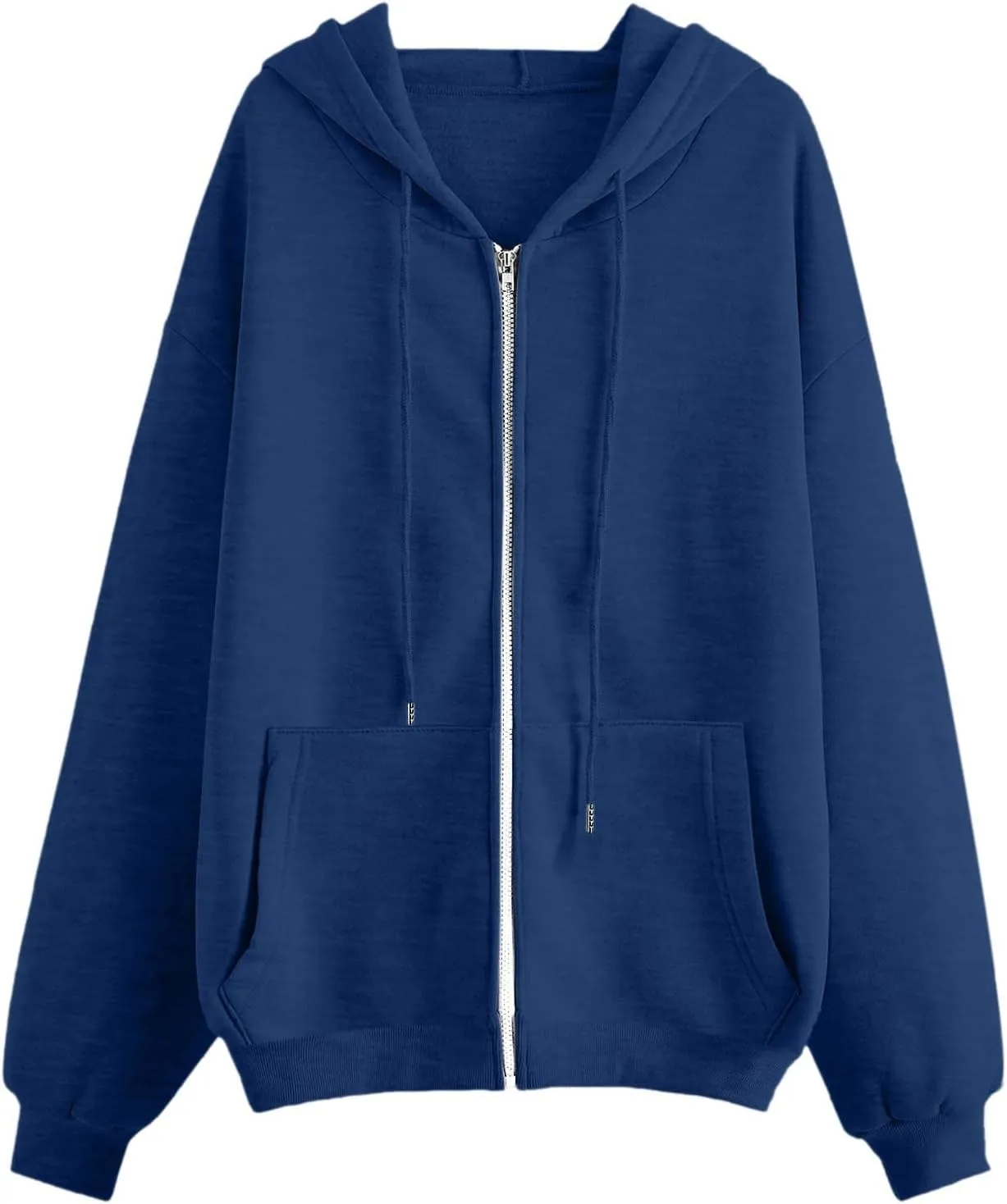 Womens Casual Solid Long Sleeve Zipper Hooded Coat Oversized Loose Outdoor Hiking Sports Sweatshirt Tops with Pocket