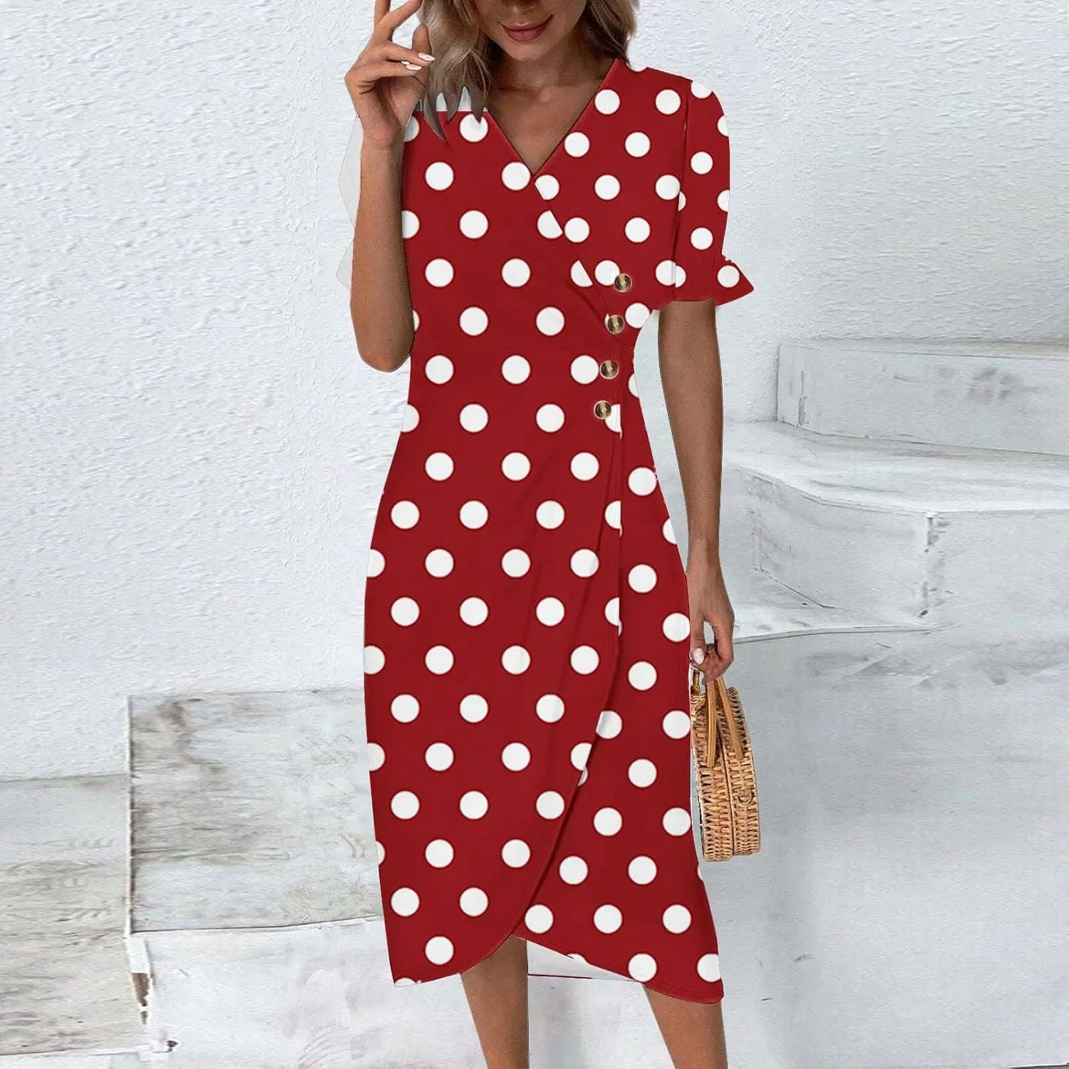 Women's Casual Summer Ruffle Short Sleeve T Shirts Maxi Dress 2025 Spring V Neck Flowy Tiered Boho Beach Dresses