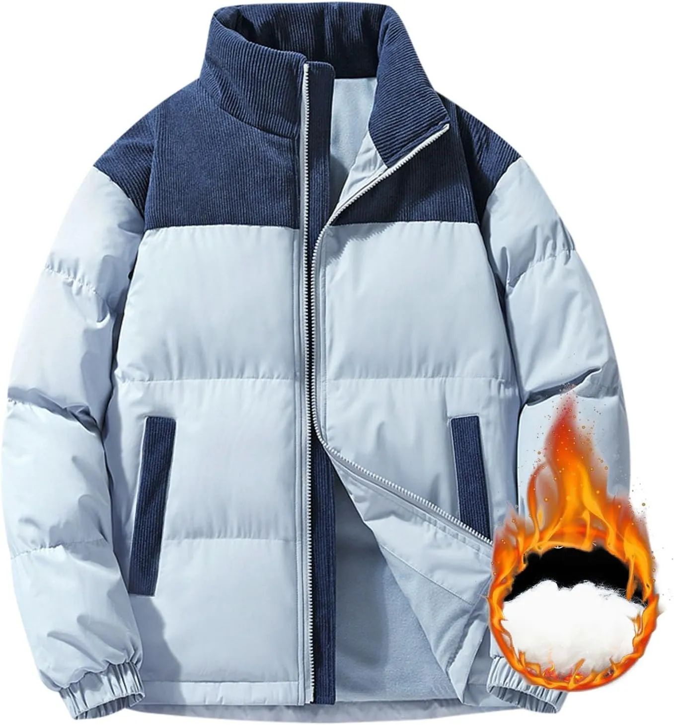 Women's Crop Puffer Jacket Trendy Zip Up Quilted Short Winter Coat Thickened Down Jackets Parkas Outwear with Pockets