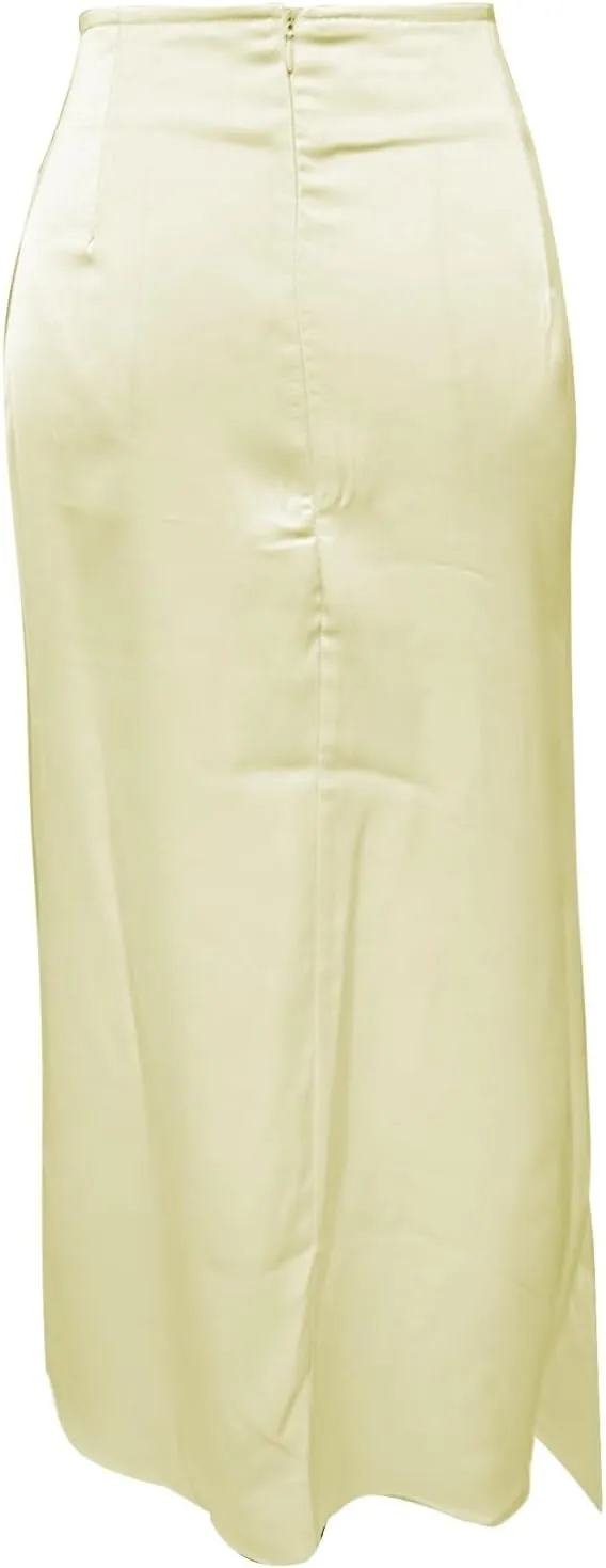 Women's Elegant Belted Satin Skirt for Spring/Summer Bridesmaids Dresses Plus