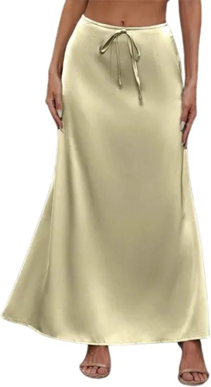 Women's Elegant Belted Satin Skirt for Spring/Summer Bridesmaids Dresses Plus