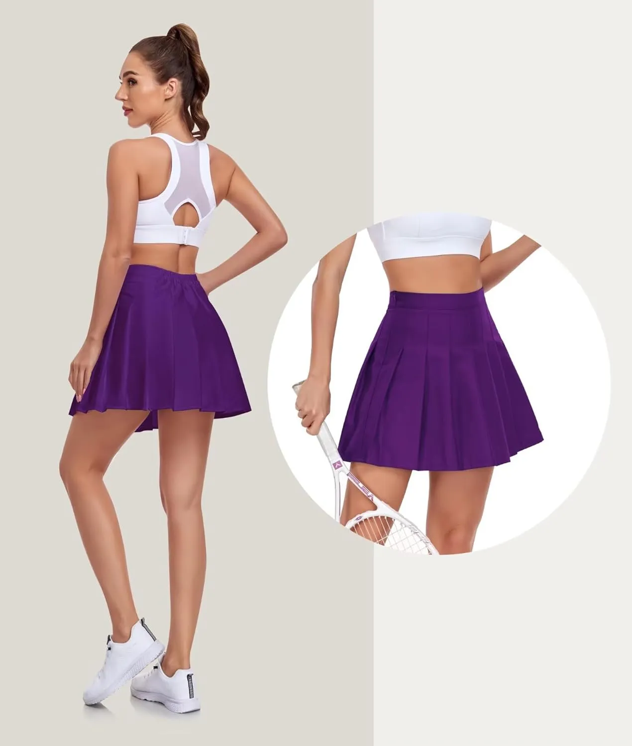 Womens Girls Pleated Tennis Skirts High Waisted A-line Skirt School Uniform Athletic Golf Skorts with Shorts,2T-4XL