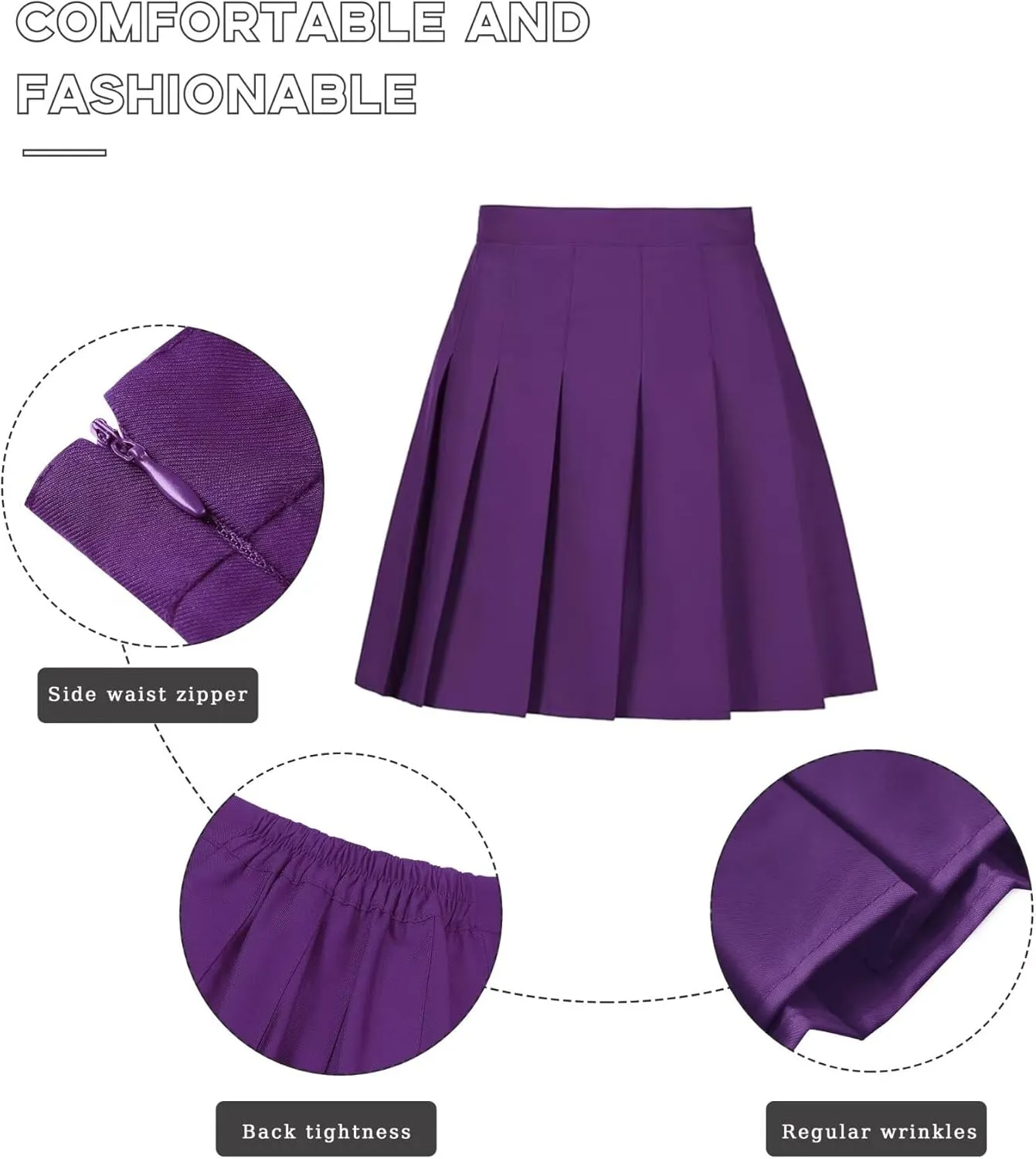 Womens Girls Pleated Tennis Skirts High Waisted A-line Skirt School Uniform Athletic Golf Skorts with Shorts,2T-4XL