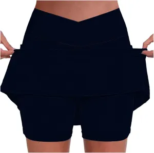 Women's Golf Skirts with Shorts Crossover Athletic Tennis Skorts with Pockets Casual Workout Pickleball Mini Skort