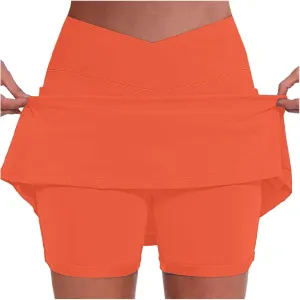 Women's Golf Skirts with Shorts Crossover Athletic Tennis Skorts with Pockets Casual Workout Pickleball Mini Skort