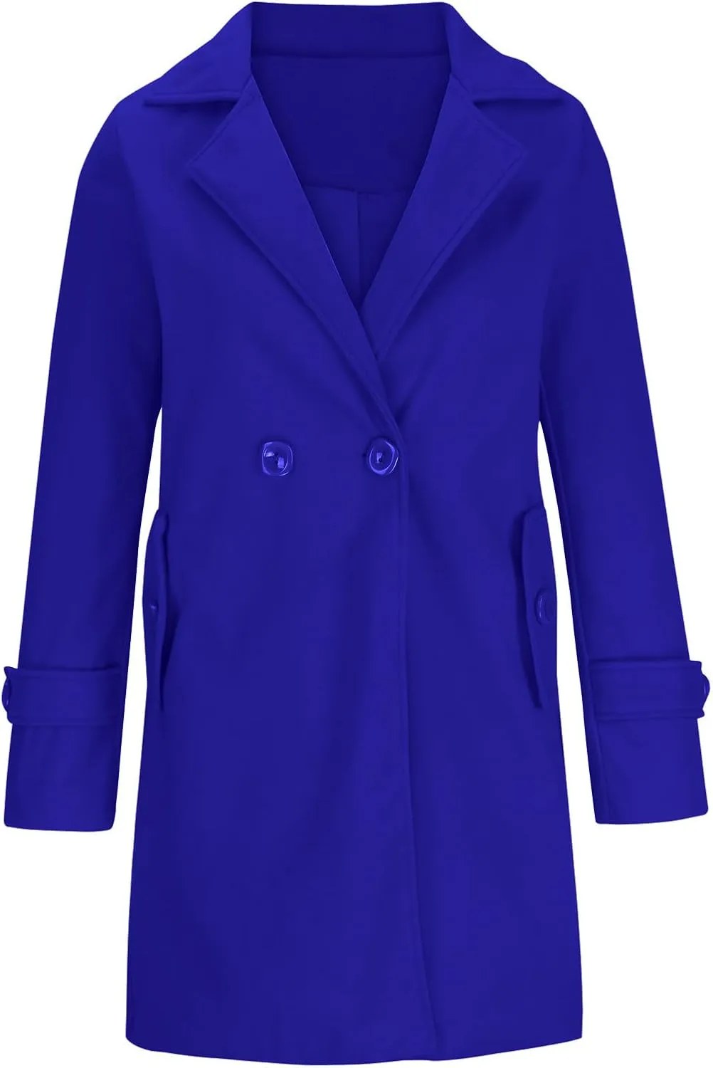 Womens Jacket Wool Blend Coats Vintage Single Breasted Lapel Overcoat Long Sleeve Casual Slim Fit Button Cardigan