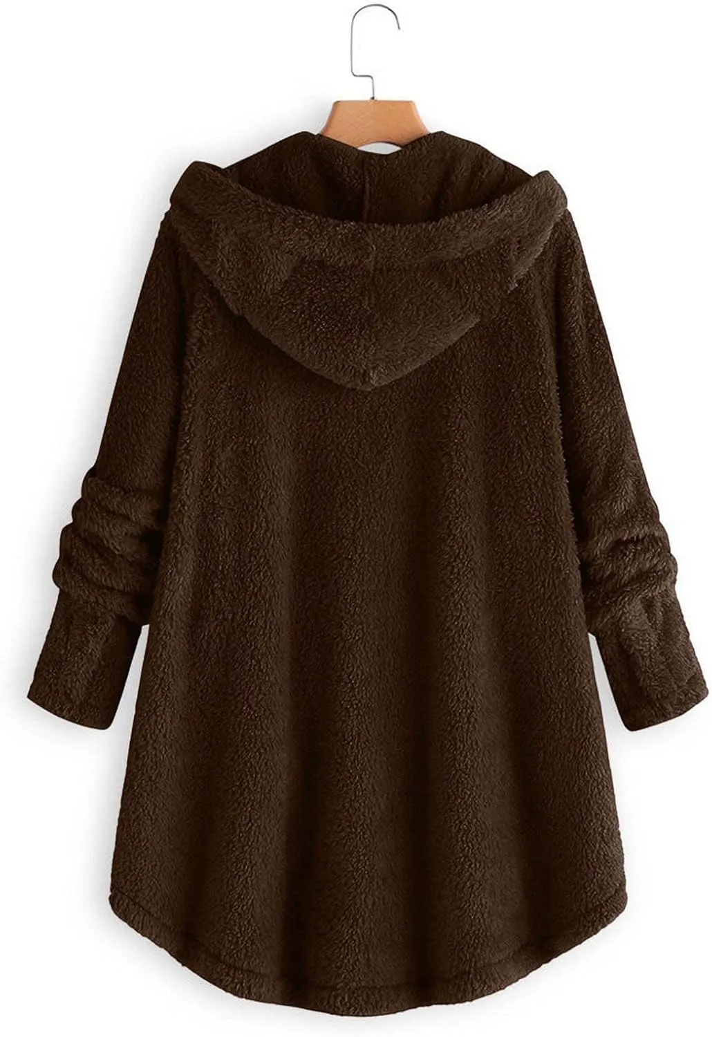 Womens Long Fleece Jackets Winter Hooded Coats Oversized Button Down Cardigan Sweater Warm Soft Jacket with Pockets
