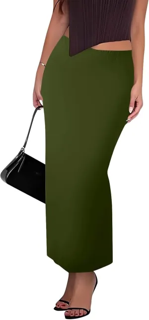 Women's Long Pencil Skirt - High Waisted Summer Fall Y2K Club Bodycon Tight Maxi Skirts