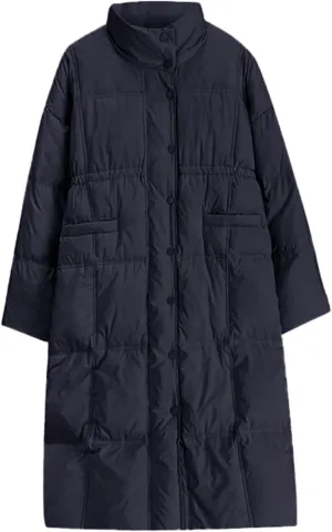 Womens Long Quilted Jackets Lightweight Puffer Down Jacket Thickened Warm Quilted Winter Coat Outerwear with Pockets