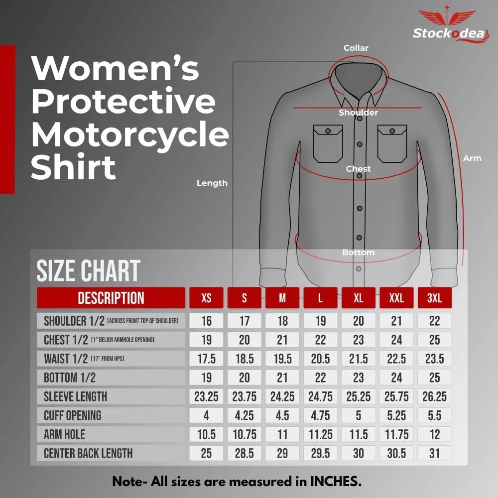 Women’s Motorcycle Flannel Shirt – CE Armored Cotton Plaid Riding Jacket– Women Protective Gear