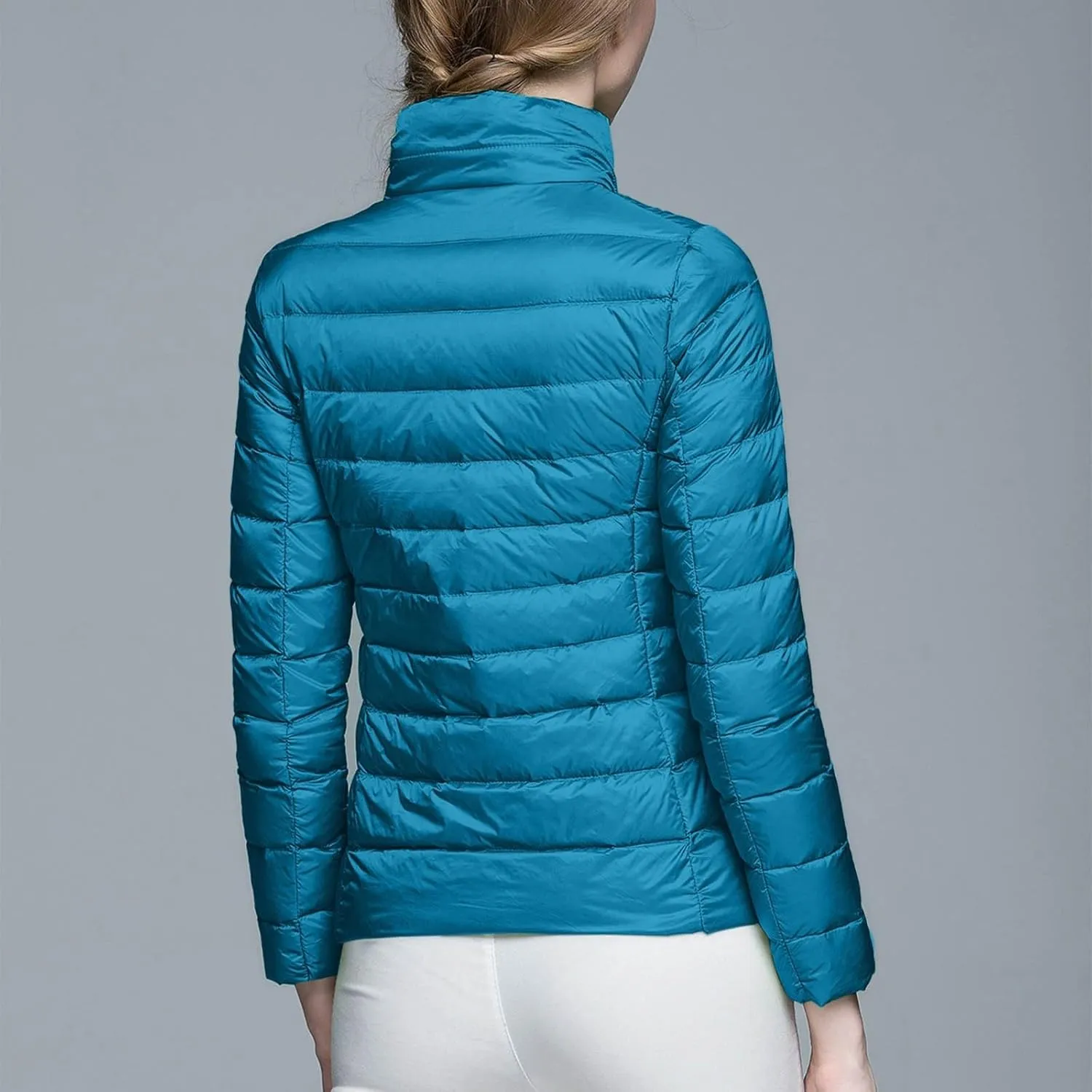 Women's Short Down Coats Packable Puffer Jacket Hooded Winter Ultra Light Quilted Winter Coats with Pockets Outerwear