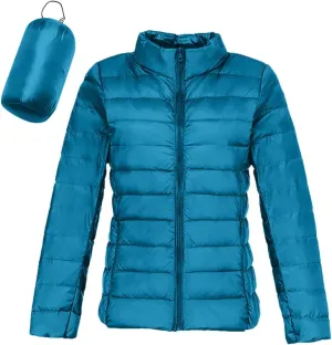 Women's Short Down Coats Packable Puffer Jacket Hooded Winter Ultra Light Quilted Winter Coats with Pockets Outerwear