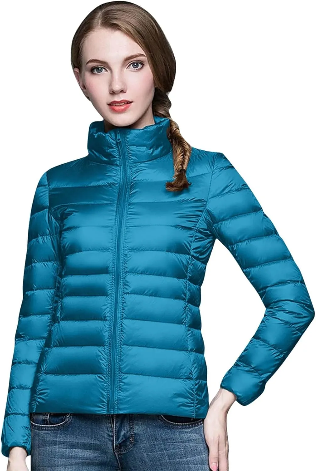 Women's Short Down Coats Packable Puffer Jacket Hooded Winter Ultra Light Quilted Winter Coats with Pockets Outerwear