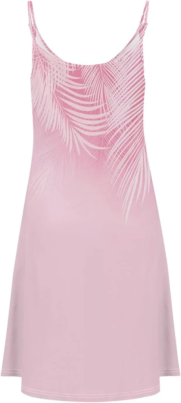 Womens Summer Dresses Floral Beach Mini Dress Button Flowy Sleeveless Beach Cover Up Spaghetti Strap Casual Sundresses